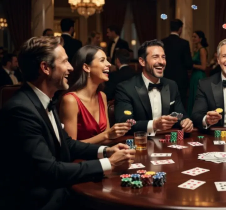 Elegantní poker večer s hosty u herních stolů