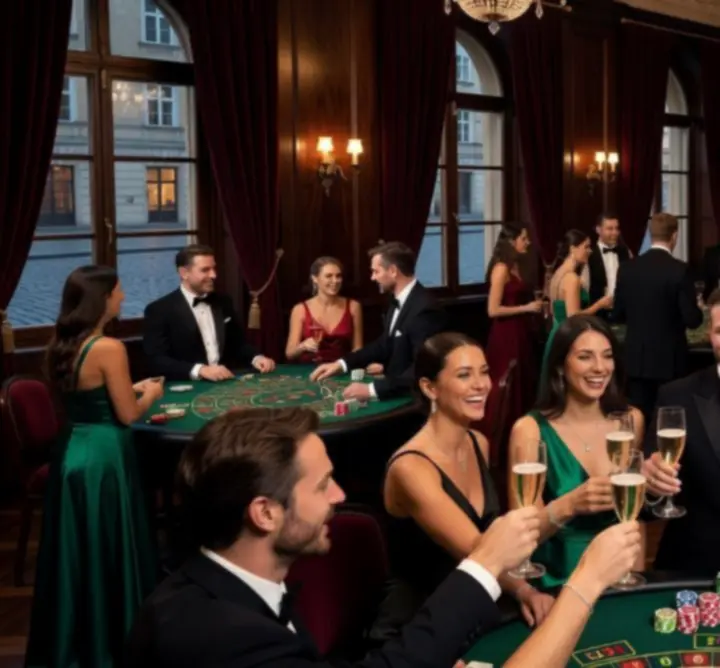 Soukromá oslava se smíchem hostů u pokerového stolu